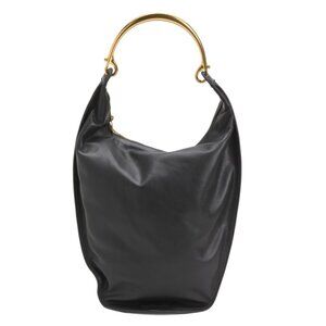 WALTER BAKER Black Leather Luna Hobo With Frame Handle And Detachable Wristlet